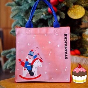 New Starbucks Thailand Holiday 2022 Christmas Pink Nutcracker Canvas Tote Bag